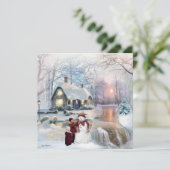 ウィンターグリスニング雪だるまクリスマスフラットカード (スタンド正面)