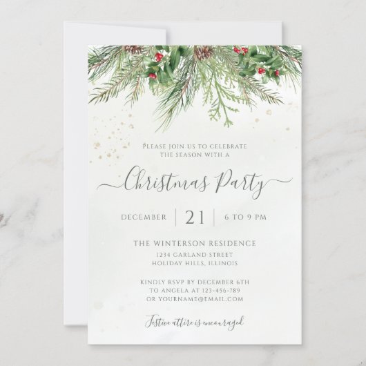ウィンターグリーナリークリスマスホリデーパーティー 招待状 (正面)