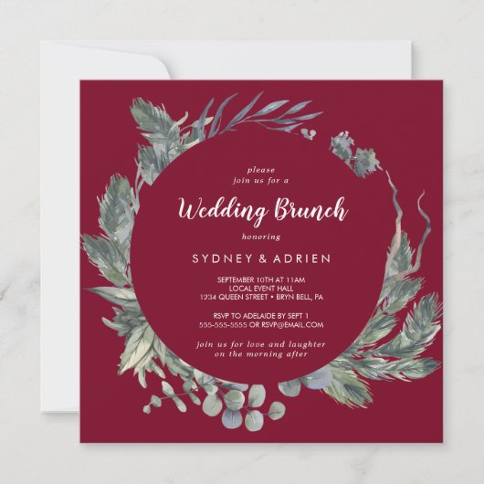 ウィンターグリーナリーバーガン結婚ディーズブランチ招待状 招待状 (正面)