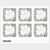 ウィンターグリーナリーブルーハッピーホリデーズモノグラム スクエアシール (シート)