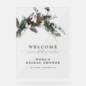 ウィンターグリーナリーブーケブライダルシャワーウェルカム アクリルサイン (正面)