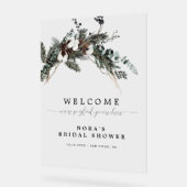 ウィンターグリーナリーブーケブライダルシャワーウェルカム アクリルサイン (傾斜)