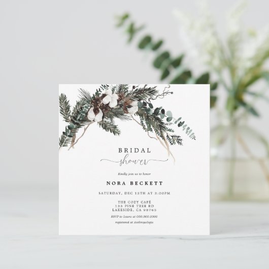 ウィンターグリーナリーブーケブライダルシャワー 招待状 (スタンド正面)