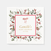 ウィンターグリーナリーベビーシャワー紙ナプキンス スタンダードカクテルナプキン (正面)