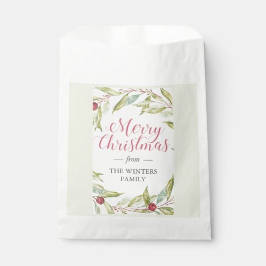 ウィンターグリーナリーベリーリースクリスマス フェイバーバッグ (正面)