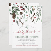 ウィンターグリーナリーホリデーベビーシャワー招待状 招待状 (正面/裏面)