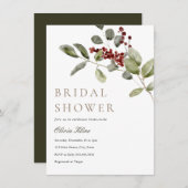ウィンターグリーナリーホリーブライダルシャワー 招待状 (正面/裏面)