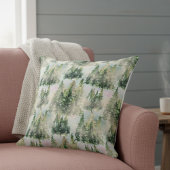ウィンターグリーンと金ゴールドパインツリーワンダーランドパターン クッション