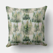 ウィンターグリーンと金ゴールドパインツリーワンダーランドパターン クッション (裏面)