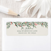 ウィンターグリーンアイボリークリスマス差出人住所 ラベル (インサイチュ)