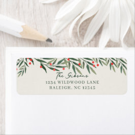 ウィンターグリーンアイボリークリスマス差出人住所 ラベル