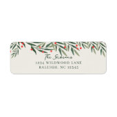 ウィンターグリーンアイボリークリスマス差出人住所 ラベル (正面)