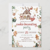 ウィンターグリーンクリスマスクッキー飾のパーティー 招待状 (正面)