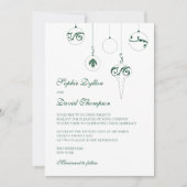 ウィンターグリーンクリスマスボー結婚ブルオーナメント 招待状 (正面)