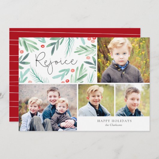 ウィンターグリーンズホリデ数々のーフォトカード シーズンカード (正面/裏面)