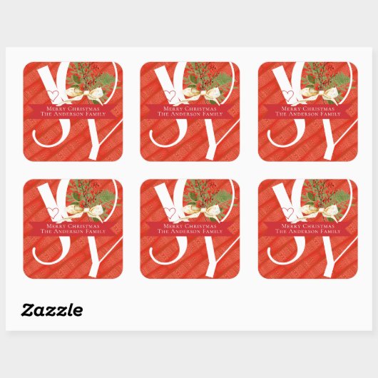 ウィンターグリーンズレッドジョイクリスマスホリデー スクエアシール (シート)