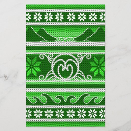 ウィンターグリーンノルディックデザイン 便箋 (正面)