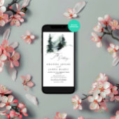 ウィンターグリーンパイン雪の写真結婚式パーティー 招待状