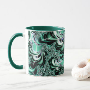 ウィンターグリーンフラクタルフォレストランドスケープ抽象芸術 マグカップ