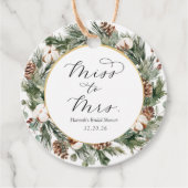 ウィンターグリーンブライダルシャワーエレガントメッセージカード フェイバータグ (正面)