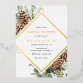 ウィンターグリーンブライダルシャワーフォイル招待状 箔招待状 (正面)