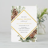 ウィンターグリーンブライダルシャワーフォイル招待状 箔招待状 (立ち正面)