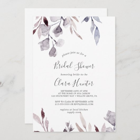 ウィンターグリーンブライダルシャワー 招待状 (正面/裏面)