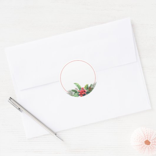 ウィンターグリーンブーケ空白のホームメイドジャールカニング ラウンドシール (封筒)