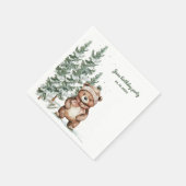 ウィンターグリーンベアーバースデーパーティーウッドランド スタンダードカクテルナプキン (角)
