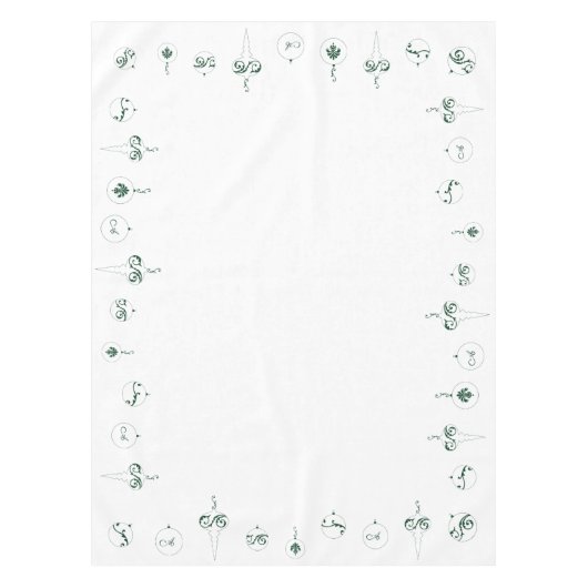 ウィンターグリーンモノグラムボードブルオーナメントクリスマス テーブルクロス (正面)