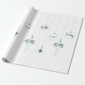 ウィンターグリーンモノグラムボードブルオーナメントクリスマス ラッピングペーパー (アンロールド)