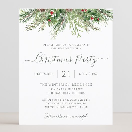 ウィンターグリーンリークリスマスホリデーパーティー招待状