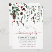 ウィンターグリーンリークリスマスホリデーパーティー招待状 招待状 (正面/裏面)