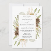 ウィンターグリーンリーゴールデンエレガントウェディング招待状 招待状 (正面)