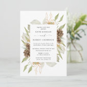 ウィンターグリーンリーゴールデンエレガントウェディング招待状 招待状 (スタンド正面)