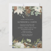 ウィンターグリーンリーゴールデンエレガントウェディング招待状 招待状 (正面)