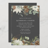 ウィンターグリーンリーゴールデンエレガントウェディング招待状 招待状 (正面/裏面)