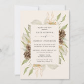 ウィンターグリーンリーゴールデンエレガントウェディング招待状 招待状 (正面)