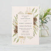 ウィンターグリーンリーゴールデンエレガントウェディング招待状 招待状 (スタンド正面)