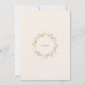 ウィンターグリーンリーゴールデンエレガントウェディング招待状 招待状 (裏面)