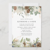 ウィンターグリーンリーゴールデンエレガントウェディング招待状 招待状 (正面)