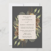 ウィンターグリーンリーゴールデンエレガントウェディング招待状 招待状 (正面)