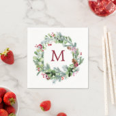 ウィンターグリーンリースモノグラム紙 スタンダードカクテルナプキン (インサイチュ)