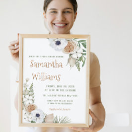 ウィンターグリーンリーフローラコットンパインブライダルシャワー 招待状