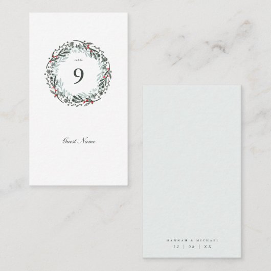 ウィンターグリーンリーボタニカルデイのゲスト プレイスカード (正面/裏面)