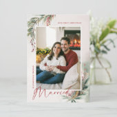 ウィンターグリーンリーレッドグリーン初めてのクリスマス 結婚した シーズンカード (スタンド正面)