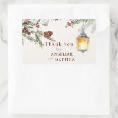 ウィンターグリーンリーレッド（鳥）ショウジョウコウカンチョウ&ベリー結婚ズ 長方形シール (バッグ)