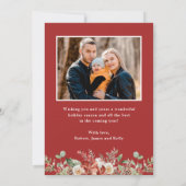 ウィンターグリーンレッドフローラメリークリスマスフォト シーズンカード (裏面)