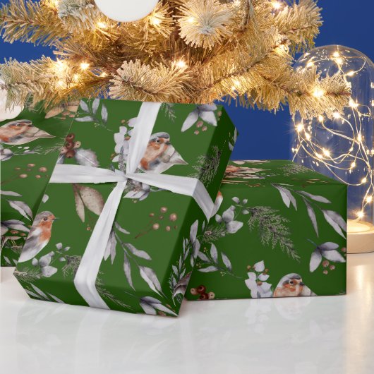 ウィンターグリーンロビングリーンリーウォーターの色 ラッピングペーパー (クリスマス)