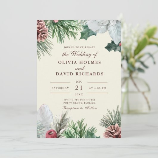 ウィンターグリーン結婚式招待状 招待状 (スタンド正面)
